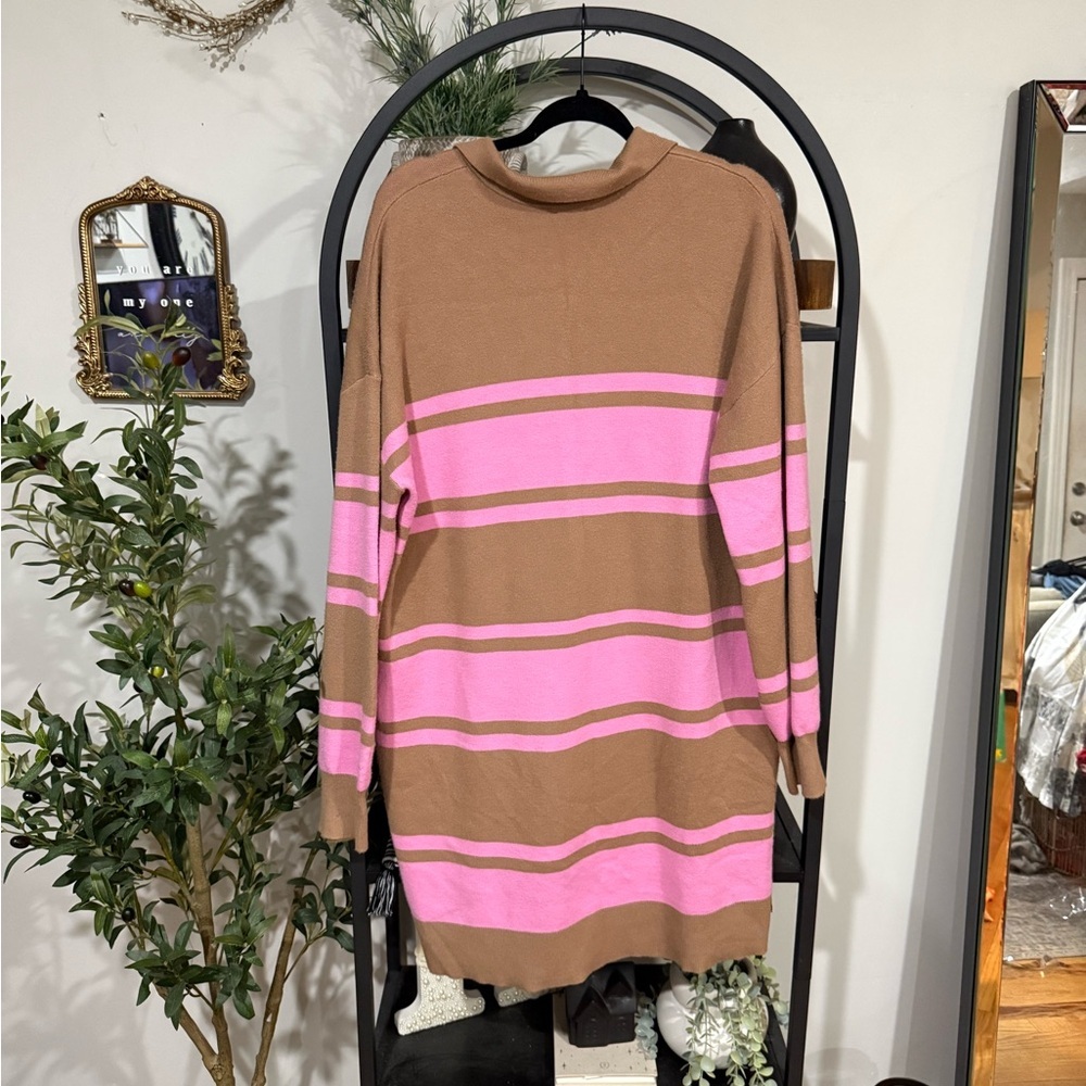 Maeve Striped Sweater Dress / Tunic – Pink & Brown size large - Picture 8 of 8